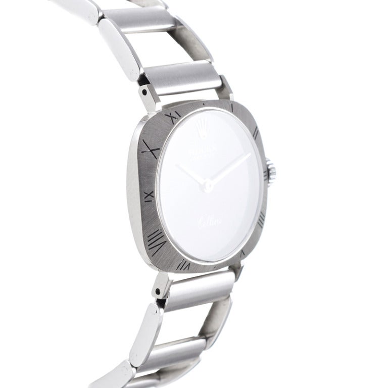 Rolex Lady's White Gold Cellini Wristwatch with Original Bracelet In Excellent Condition In Carmel-by-the-Sea, CA