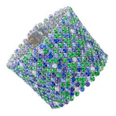 Super Wide "Confetti" Gemstone Pave Ribbon Bracelet