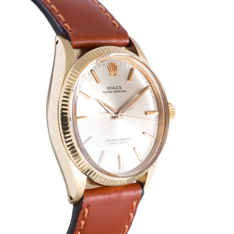 Rolex Yellow Gold Oyster Perpetual Wristwatch Ref 1005 circa 1960s In Excellent Condition In Carmel-by-the-Sea, CA