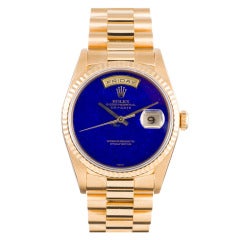 Rolex Yellow Gold Lapis Lazuli Dial Day-Date Wristwatch Ref 18238