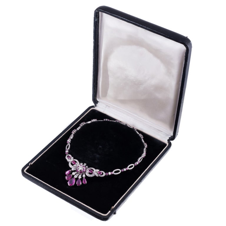 Circa 1950 Ruby and Diamond Convertible Necklace-Bracelets 1