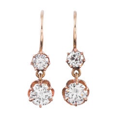 Rose Gold Diamond Drop Earrings Circa 1900