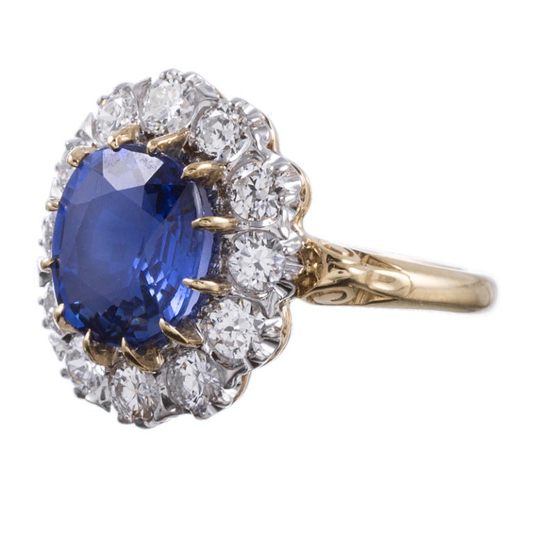 Classic Princess Diana and Kate Middleton Style  Sapphire Diamond Cluster Ring

All the charm of original antique, but with the physical integrity of a new piece of jewelry… This ring is classic-as-can-be, with subtle hints of distinction. The