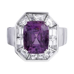 6.12 Carat Pink Purple Sapphire Diamond Ring