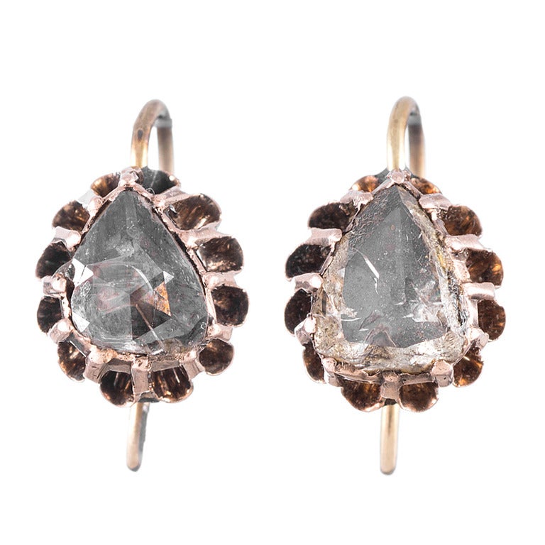Foiled Rose Cut Diamond Earrings c1780s