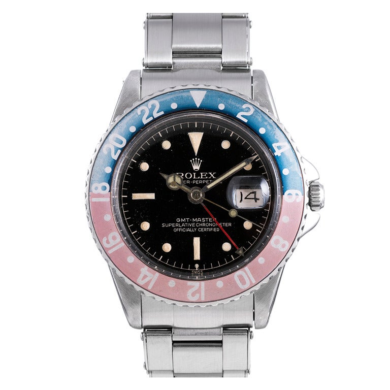Rolex Stainless Steel Gilt Dial GMT-Master Wristwatch circa 1961