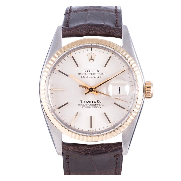 Rolex Stainless Steel and Gold Datejust Wristwatch Retailed by Tiffany 
Co
