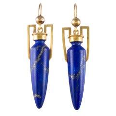 Egyptian Style Antique Lapis Lazuli Torpedo Earrings