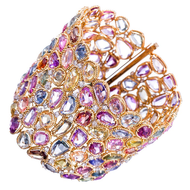 Tiffany Heart Bracelet >> 132.16 Carat Multi-Colored Sapphire Bracelet at 1stdibs Tiffany Heart Bracelet >> 132.16 Carat Multi-Colored Sapphire Bracelet at 1stdibs