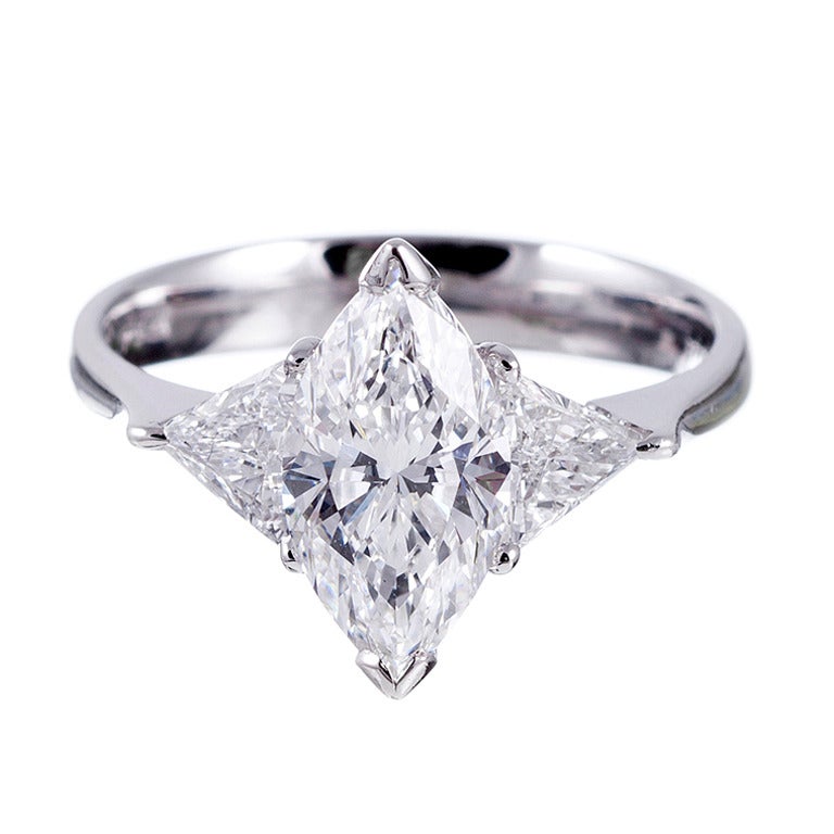 Marquise diamond ring with trillions