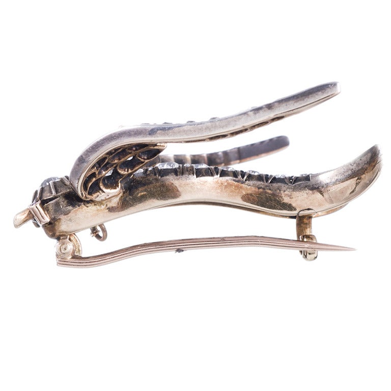 Antique Victorian Diamond Swallow Brooch