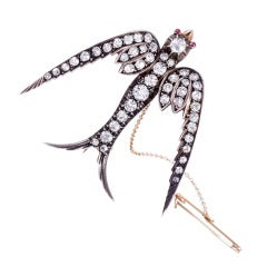 Antique Victorian Diamond Swallow Brooch