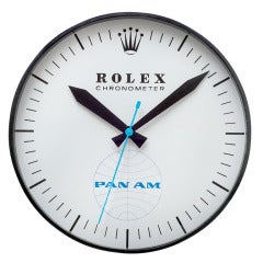 Extra große Wanduhr mit Rolex-Lizenz von Pan Am um 1960