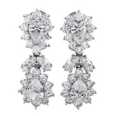 1950s Fancy Shaped Diamond Cluster Drop Earrings