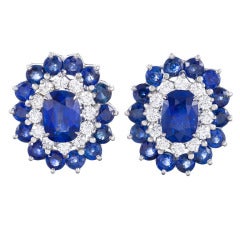 Stunning Sapphire Diamond Cluster Earrings