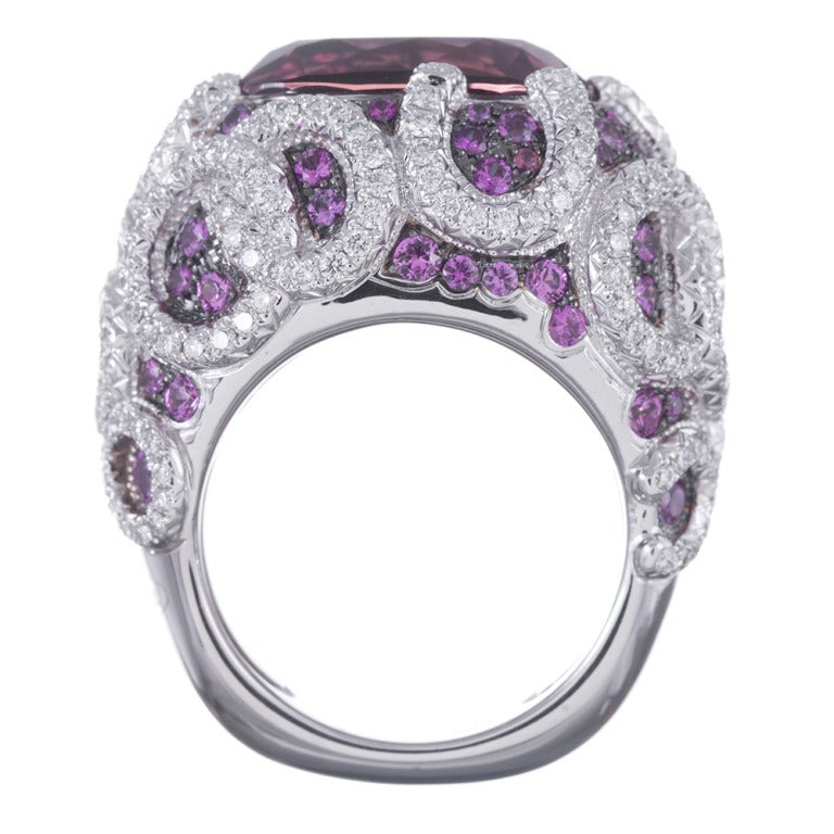 Women's SALAVETTI Pink Tourmaline Pink Sapphire Diamond RIng