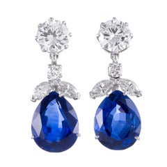 Important No Heat Sapphire Diamond Earrings