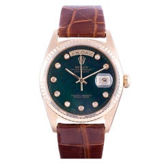 Rolex Rare Yellow Gold Day-Date Wristwatch with Bloodstone Diamond Dial circa 1990s