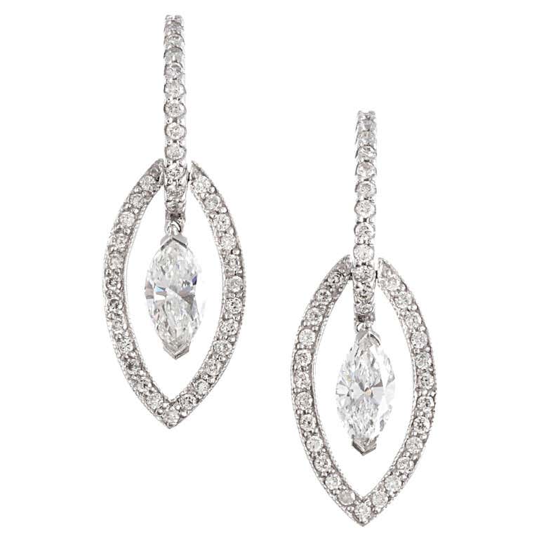 Modern Bridal Marquise Diamond Earrings For Sale at 1stDibs | modern ...