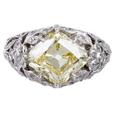 Fancy Intense Yellow Rhomboid Diamond Ring