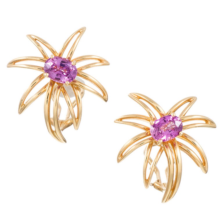 Tiffany & Co. Pink Sapphire Sunburst Earrings