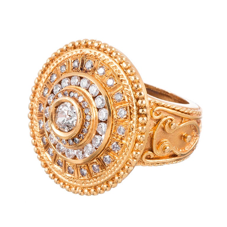 High Carat Gold and Diamond Byzantine Ring