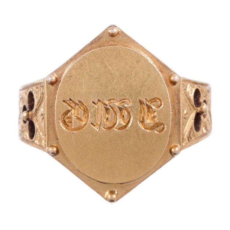 Yellow Gold Signet Ring, Dated 1877