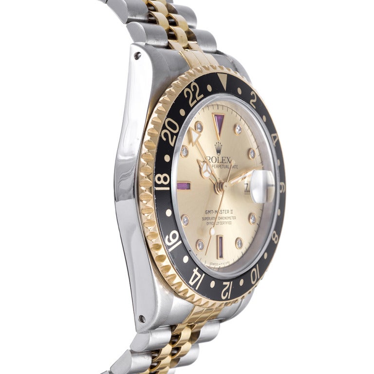 Rolex Rare Stainless Steel and Yellow Gold GMT-Master with Ruby 