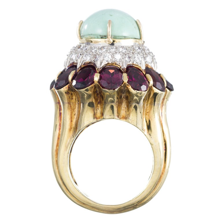 Women's Henry Dunay Colossal Turquoise Garnet Diamond Ring