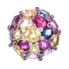 Multi Sapphire Cluster Dome Ring