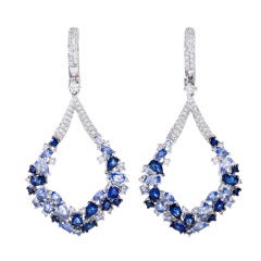 Contemporary Sapphire Diamond Drop Earrings