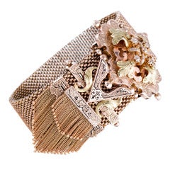 Viktorianisches Emaille-Gelbgold-Armband mit Quasten