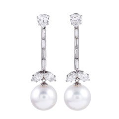Boucles d'oreilles pendantes convertibles en perles et diamants de Tiffany & Co