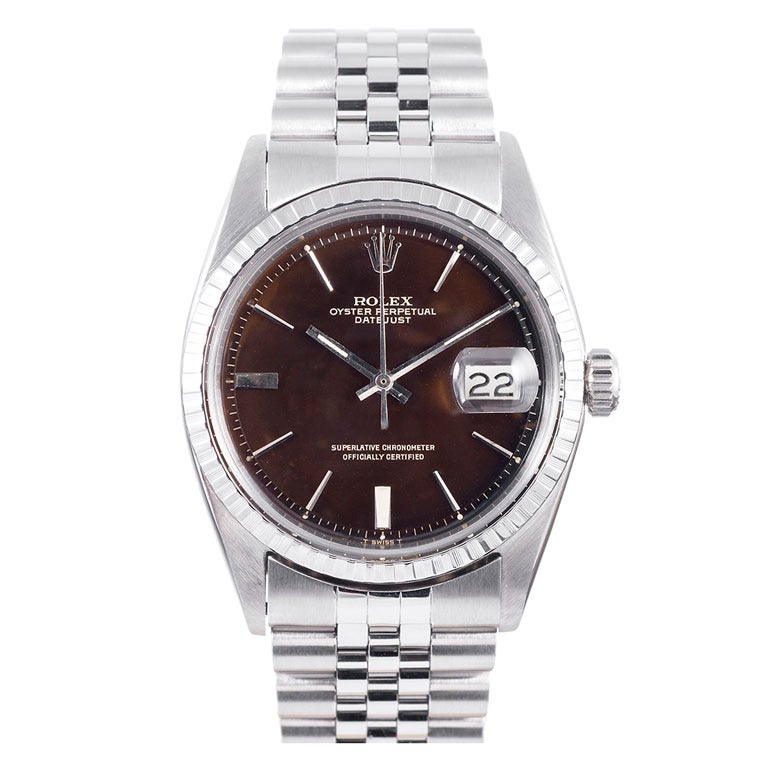 Rolex Stainless Steel Datejust Wristwatch with Color-Change "Tropical" Dial circa 1960s