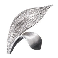 Mauboussin Diamond White Gold Leaf Brooch 11