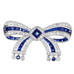 Cartier Important Early Art Deco Sapphire Diamond Bow Pin