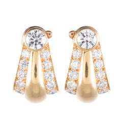 Cartier Sophisticated Diamond Gold Hoop Earrings