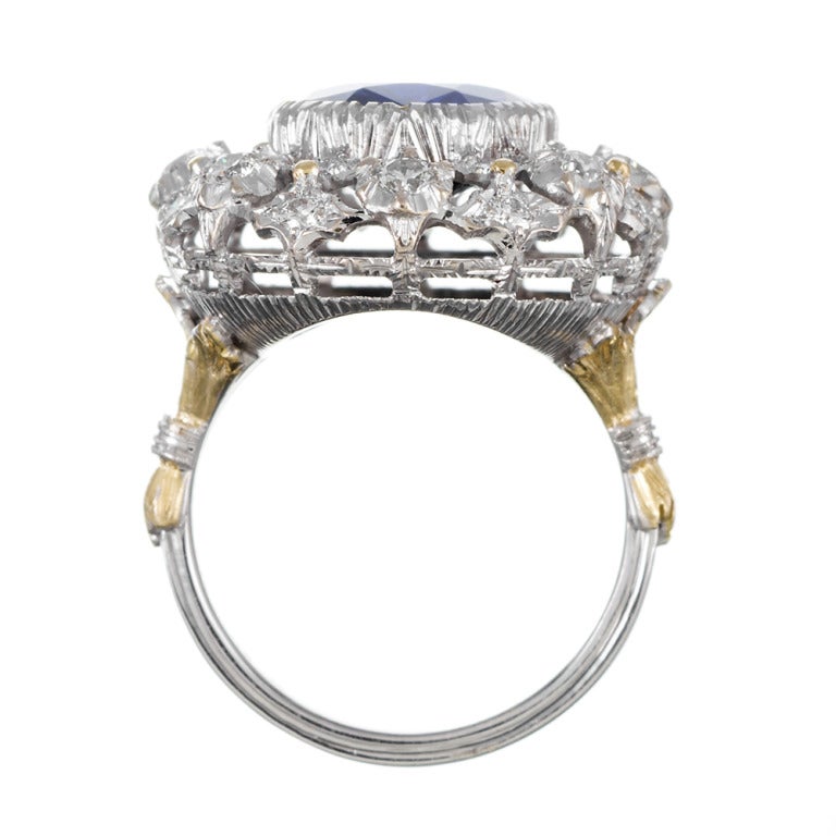 Six Carat Buccellati Sapphire Diamond Ring In Excellent Condition In Carmel-by-the-Sea, CA