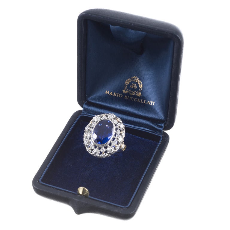 Women's Six Carat Buccellati Sapphire Diamond Ring