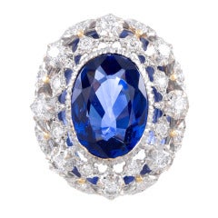 Vintage Six Carat Buccellati Sapphire Diamond Ring
