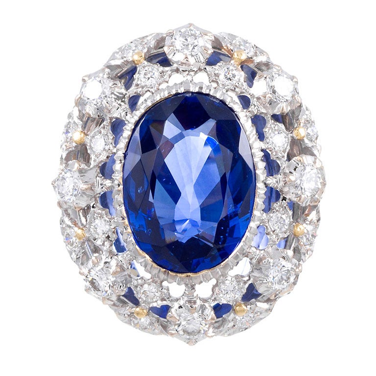 Six Carat Buccellati Sapphire Diamond Ring