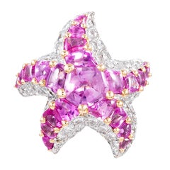 French Pink Sapphire Diamond Star Ring