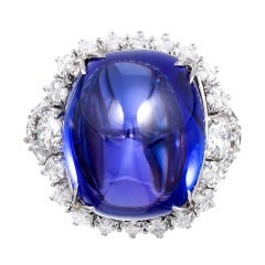 Important 32.18 Carat Sugarloaf Tanzanite Diamond Cocktail Ring 12