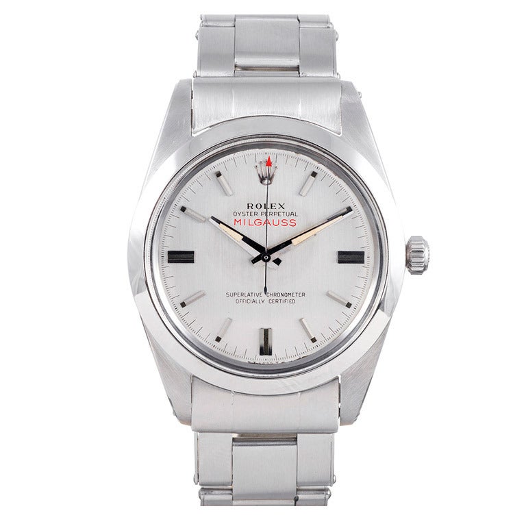 Rolex Stainless Steel Milgauss Wristwatch Ref 1019 circa 1964