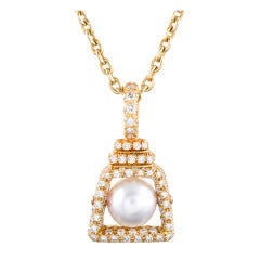 Henry Dunay Pearl Diamond Yellow Gold Pendant 8