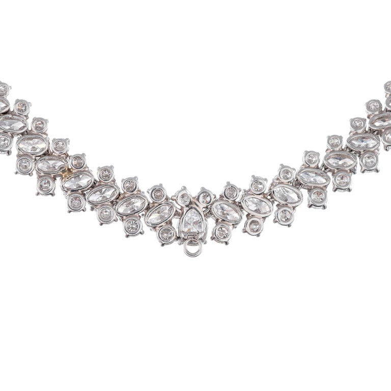 Women's Oscar Heyman Oval and Round Brilliant Cut Diamond Necklace