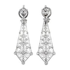Platinum Edwardian Diamond Drop Earrings