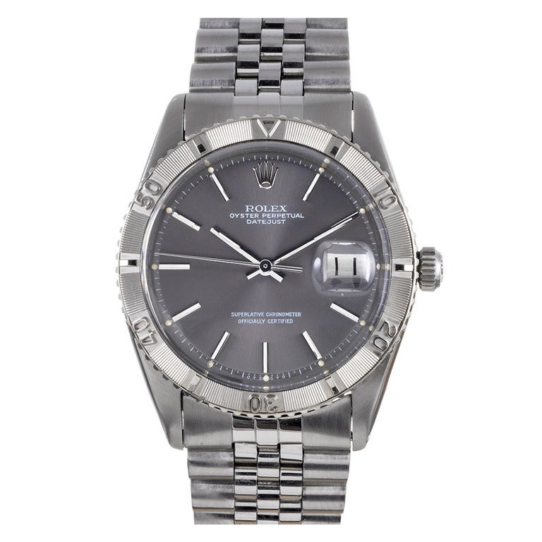 Rolex Stainless Steel Datejust Turn-O-Graph Wristwatch Ref 1625 circa 1960s