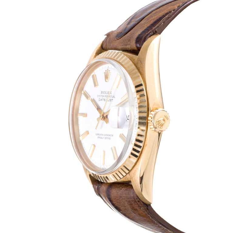 Rolex Yellow Gold Datejust Wristwatch in "New Old Stock" Condition Ref 1601 circa 1967