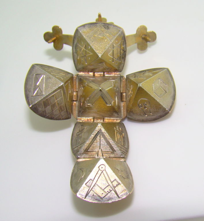 Large Masonic Ball in 9ct Yellow Gold & Silver: measurements in open position 2